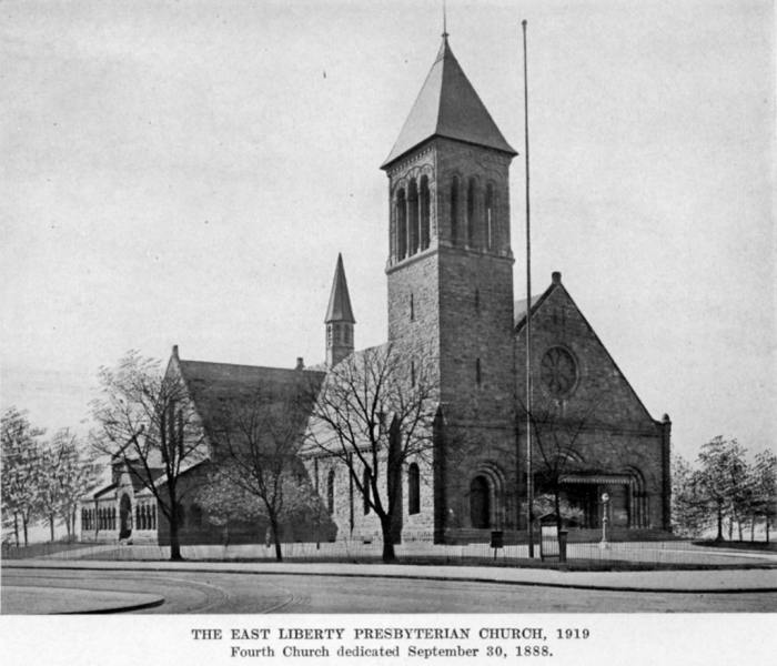 East Liberty Presbyterian Church (1888-1931).  Photograph taken from Georgina G. Negley, East Liberty Presbyterian Church (Pittsburgh 1919): following page 118.