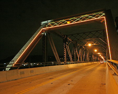 North Portal of the Hot Metal Bridge Lighted With Fiber Optics and LED Technology